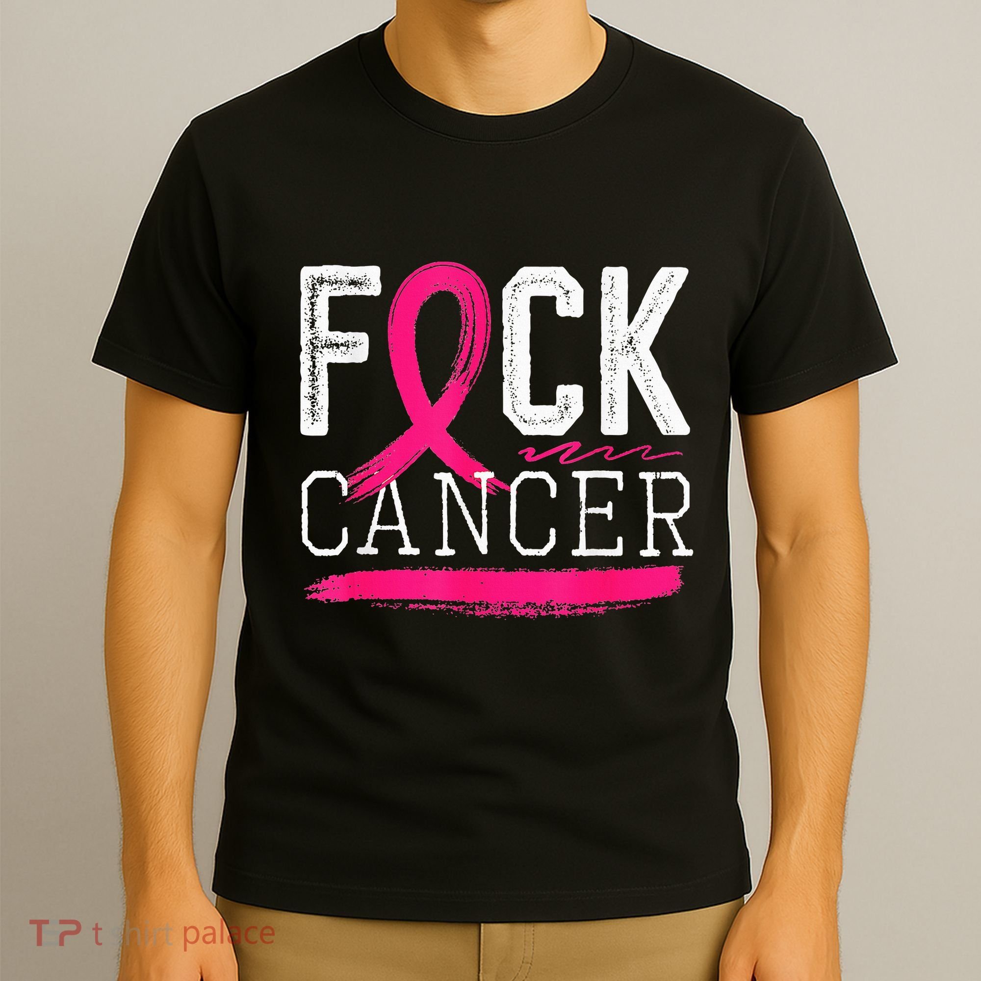 Fuck Cancer Retro Distressed Breast Cancer Awareness Month T-Shirt
