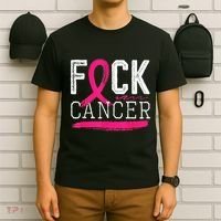 Fuck Cancer Retro Distressed Breast Cancer Awareness Month T-Shirt thumb 6
