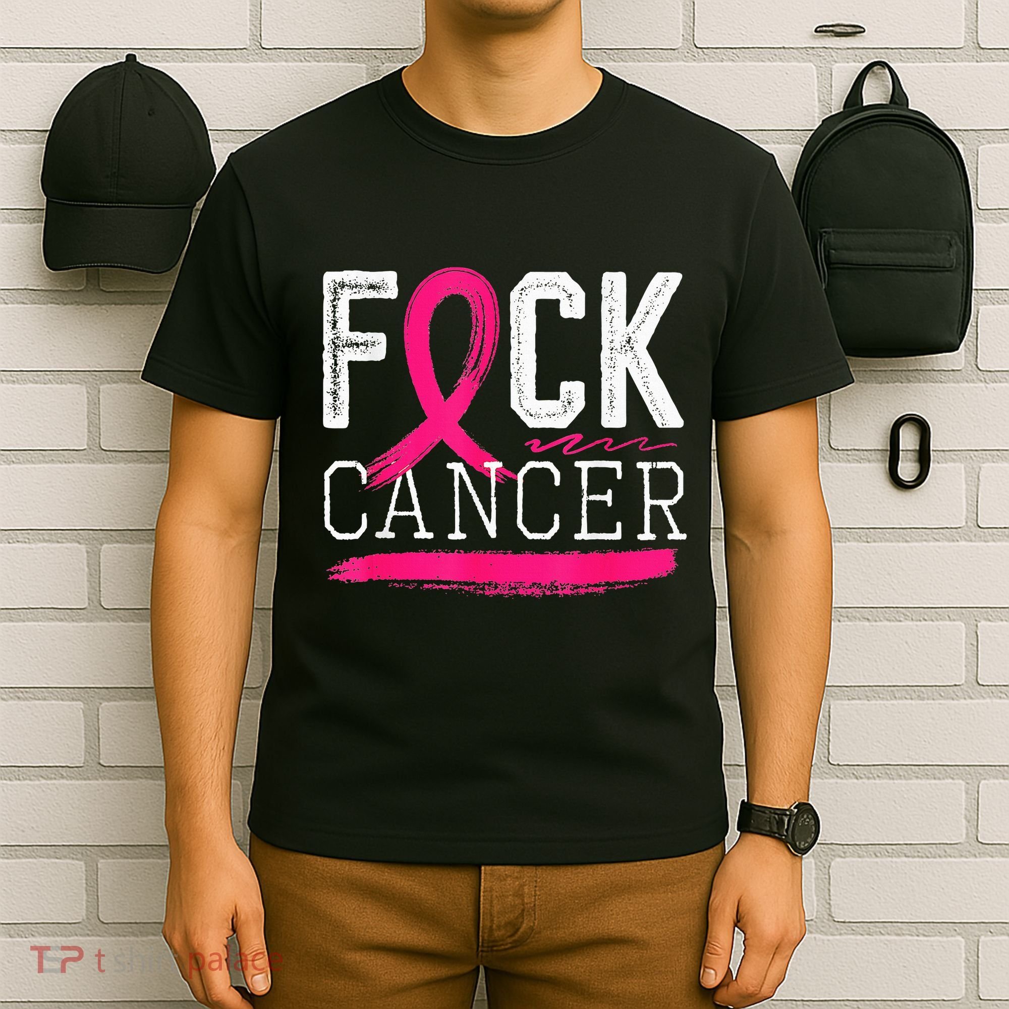Fuck Cancer Retro Distressed Breast Cancer Awareness Month T-Shirt