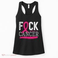 Fuck Cancer Retro Distressed Breast Cancer Awareness Month Women's Tank Top thumb 0