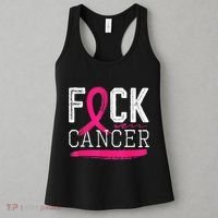 Fuck Cancer Retro Distressed Breast Cancer Awareness Month Women's Tank Top thumb 3