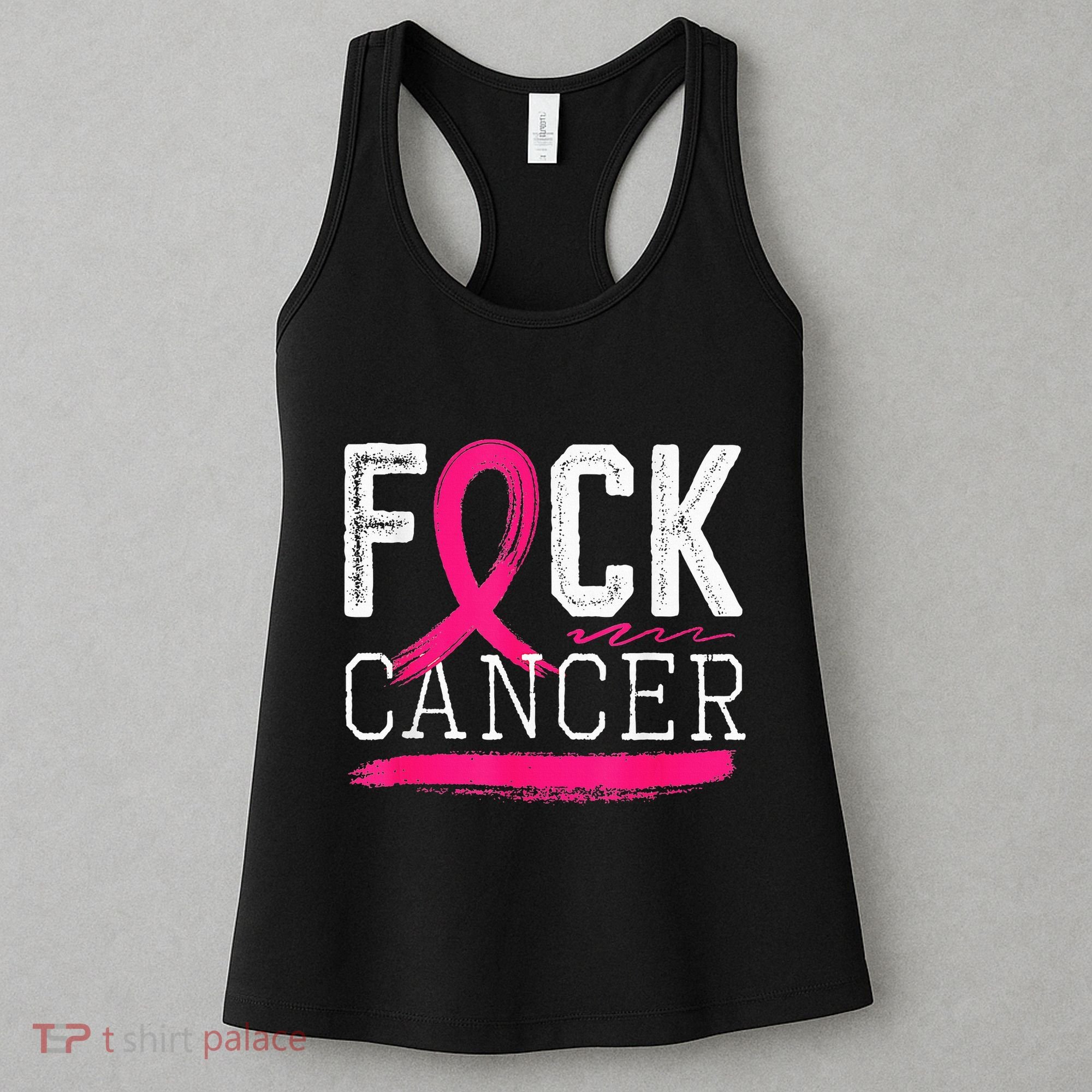 Fuck Cancer Retro Distressed Breast Cancer Awareness Month Women's Tank Top