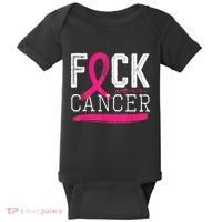 Fuck Cancer Retro Distressed Breast Cancer Awareness Month Baby Bodysuit thumb 0