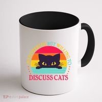 Funny Cute Retro Introverted But Willing To Discuss Cats Coffee Mug thumb 1