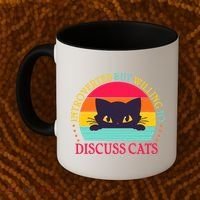 Funny Cute Retro Introverted But Willing To Discuss Cats Coffee Mug thumb 2