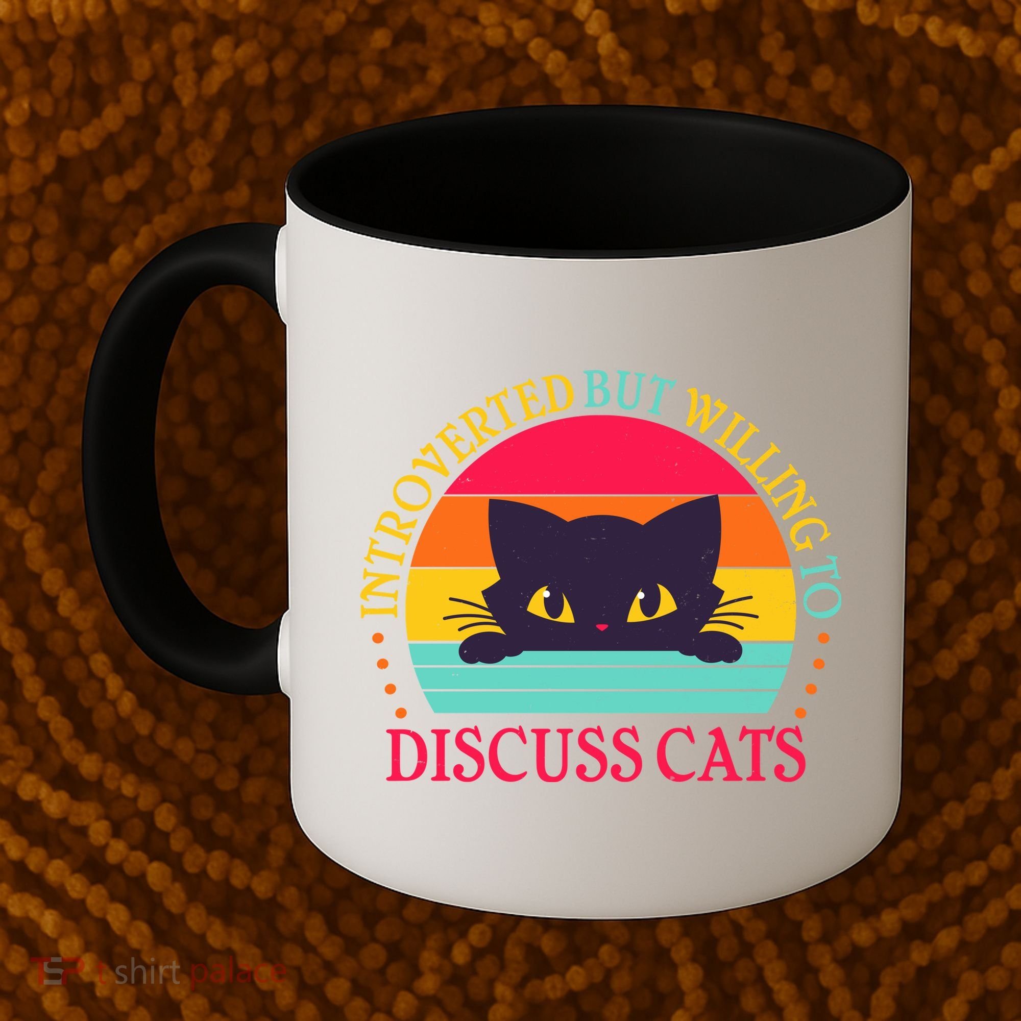 Funny Cute Retro Introverted But Willing To Discuss Cats Coffee Mug