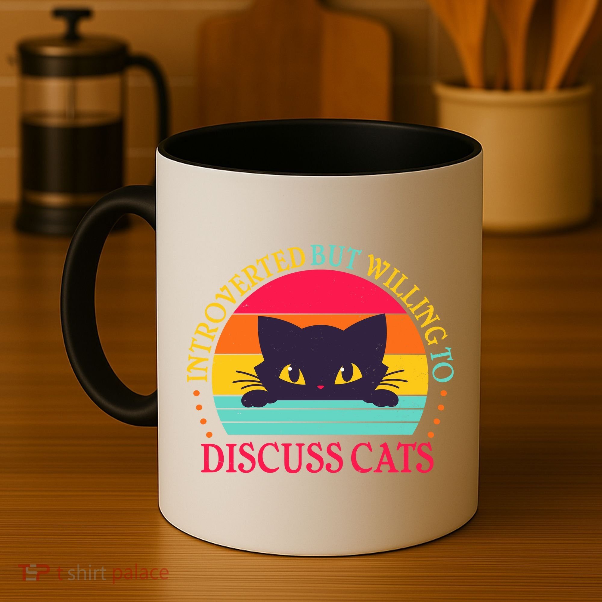 Funny Cute Retro Introverted But Willing To Discuss Cats Coffee Mug