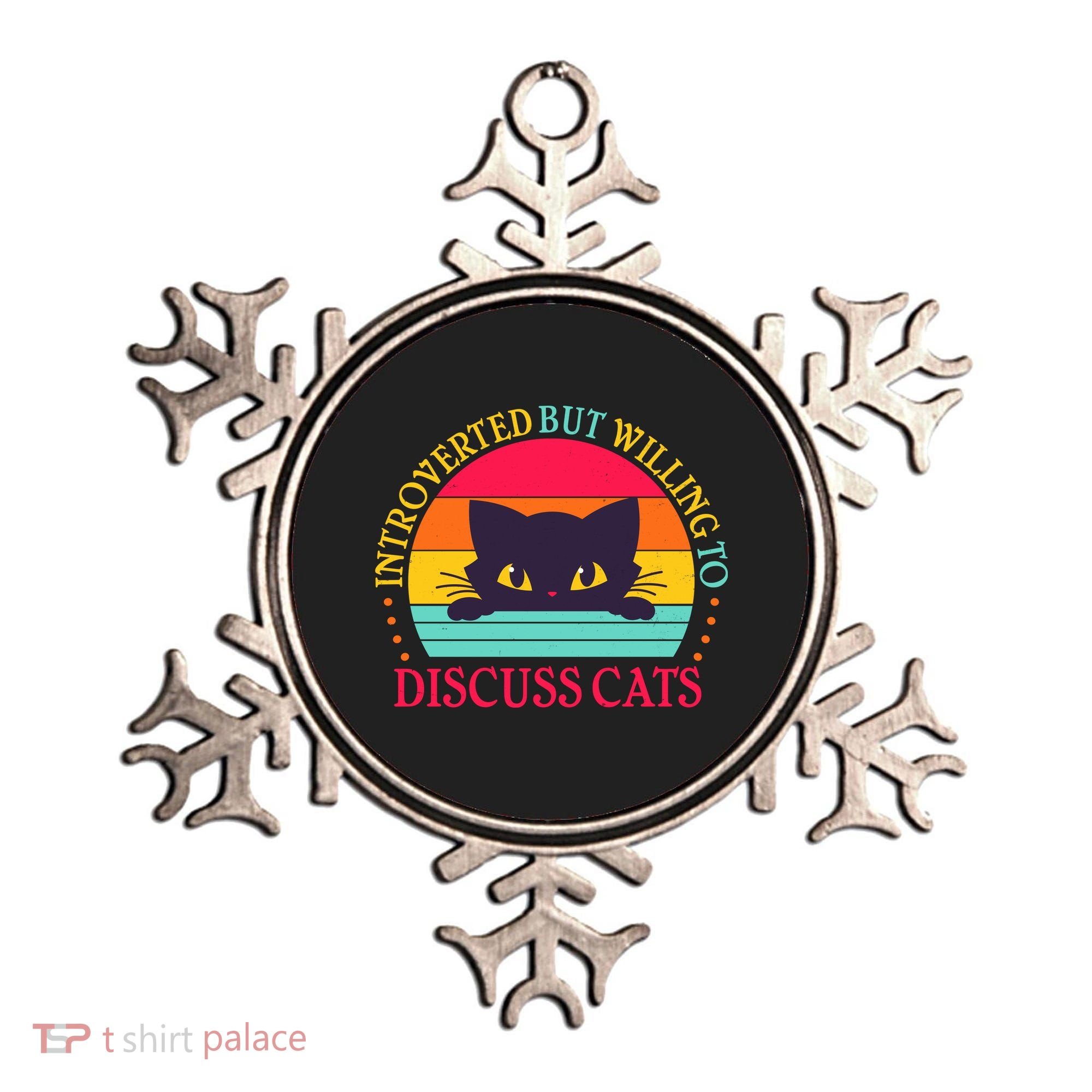 Funny Cute Retro Introverted But Willing To Discuss Cats Ornament