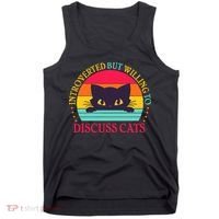 Funny Cute Retro Introverted But Willing To Discuss Cats Tank Top thumb 0