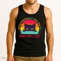 Funny Cute Retro Introverted But Willing To Discuss Cats Tank Top thumb 3