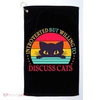 Funny Cute Retro Introverted But Willing To Discuss Cats Golf Towel thumb 0