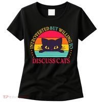 Funny Cute Retro Introverted But Willing To Discuss Cats Women's T-Shirt thumb 0