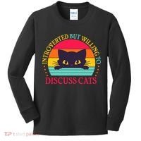 Funny Cute Retro Introverted But Willing To Discuss Cats Kids Long Sleeve Shirt thumb 0