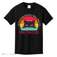 Funny Cute Retro Introverted But Willing To Discuss Cats Kids T-Shirt thumb 0