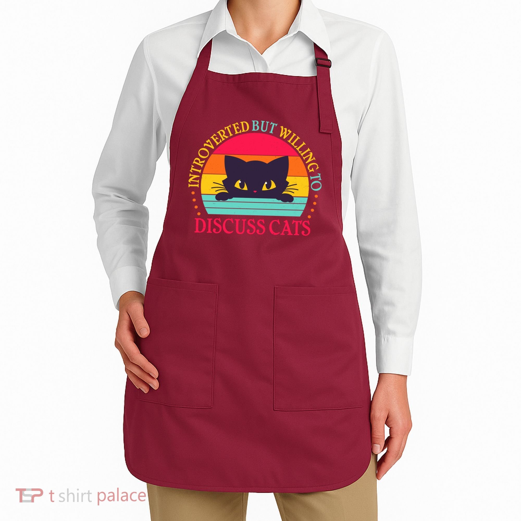 Funny Cute Retro Introverted But Willing To Discuss Cats Apron