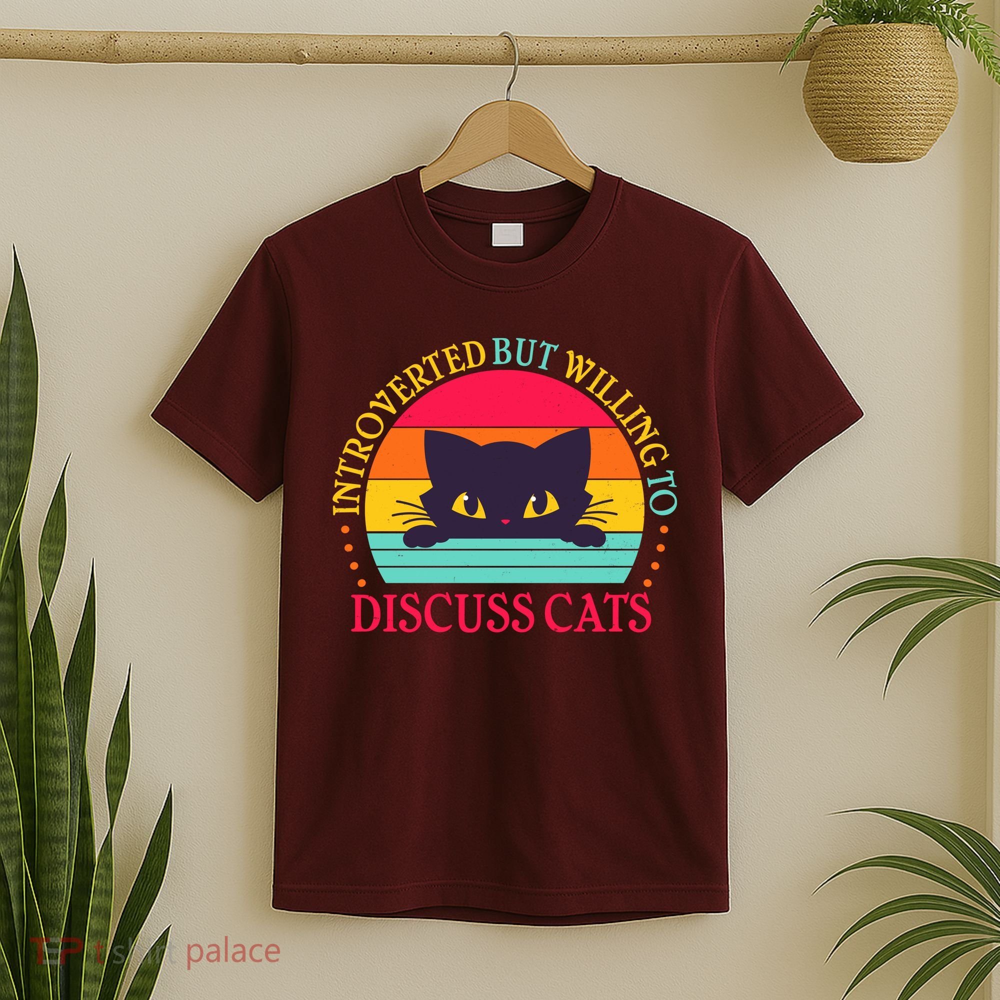 Funny Cute Retro Introverted But Willing To Discuss Cats T-Shirt