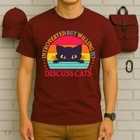 Funny Cute Retro Introverted But Willing To Discuss Cats T-Shirt thumb 6