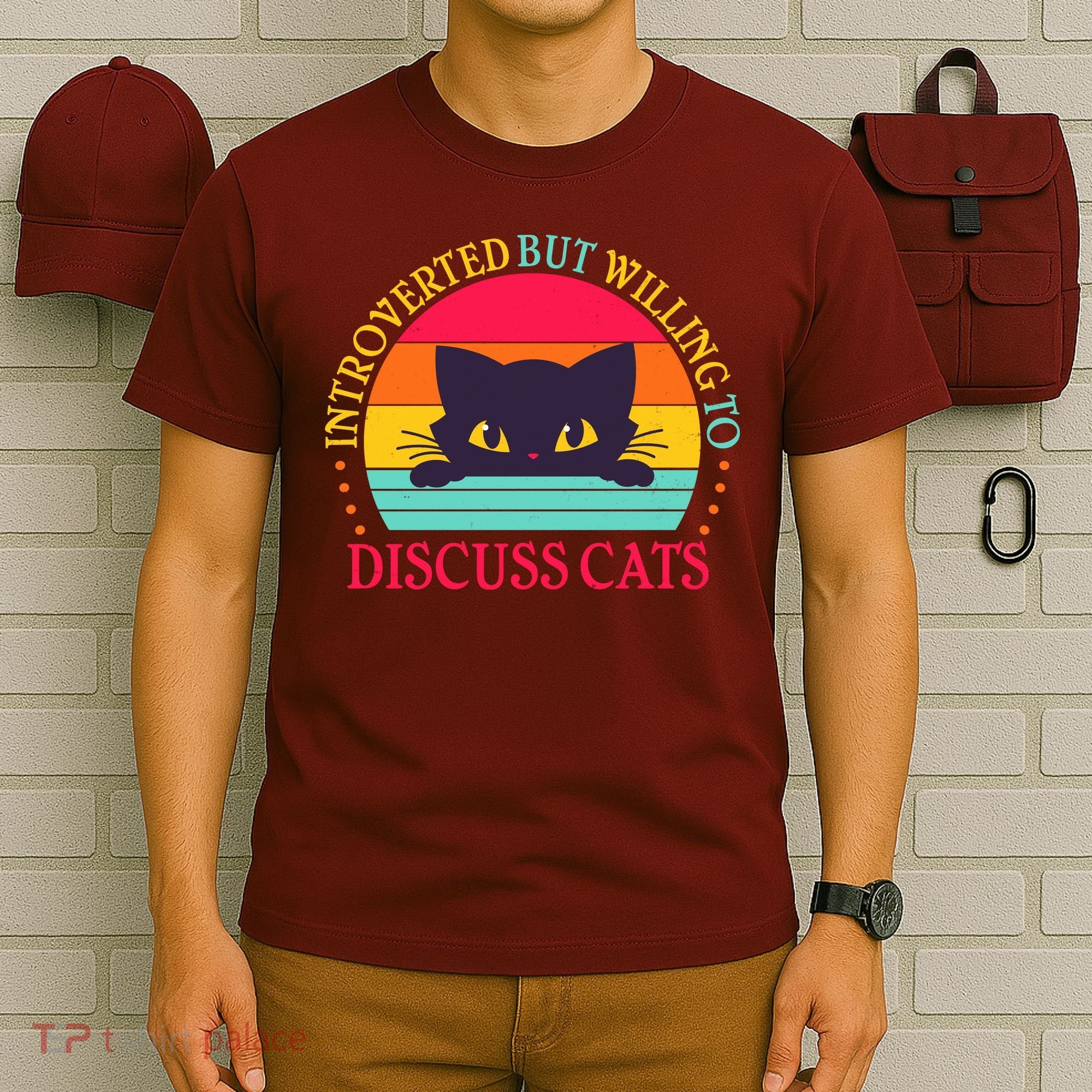 Funny Cute Retro Introverted But Willing To Discuss Cats T-Shirt