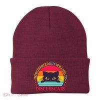 Funny Cute Retro Introverted But Willing To Discuss Cats Beanie thumb 0