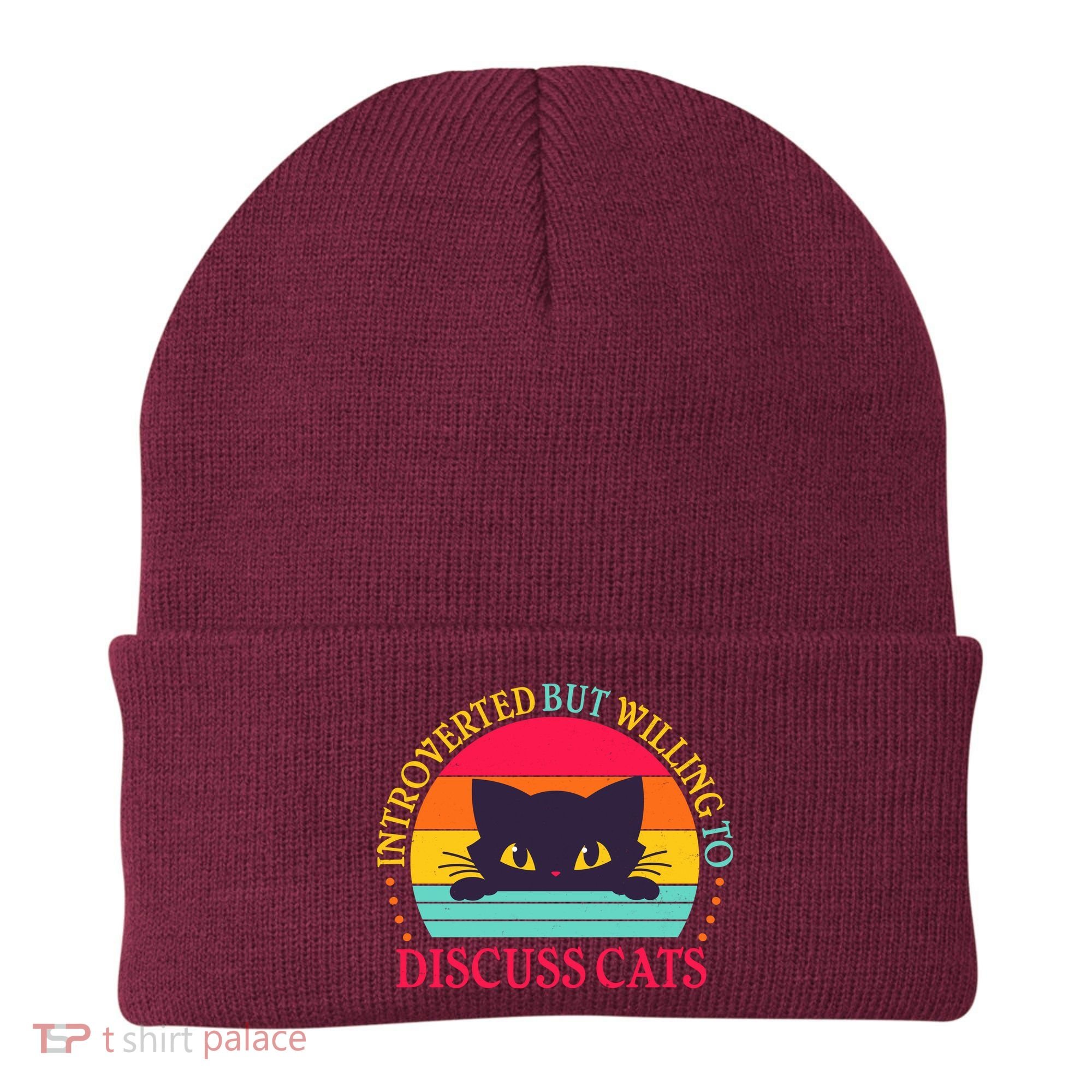 Funny Cute Retro Introverted But Willing To Discuss Cats Beanie