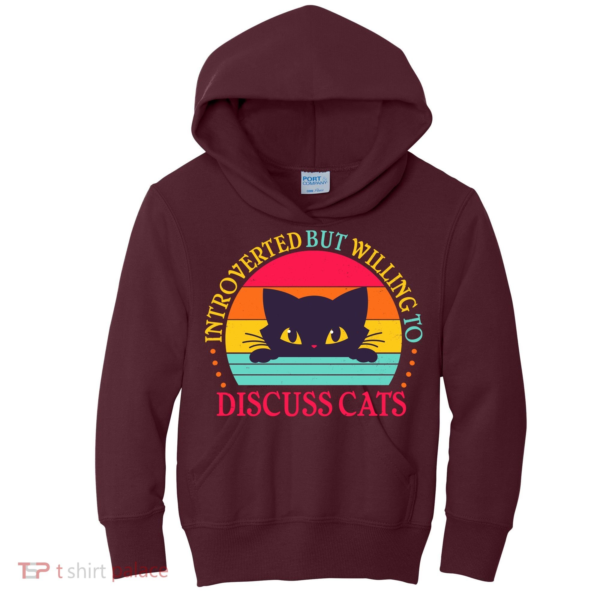 Funny Cute Retro Introverted But Willing To Discuss Cats Kids Hoodie