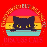 Funny Cute Retro Introverted But Willing To Discuss Cats Santa Hat thumb 1