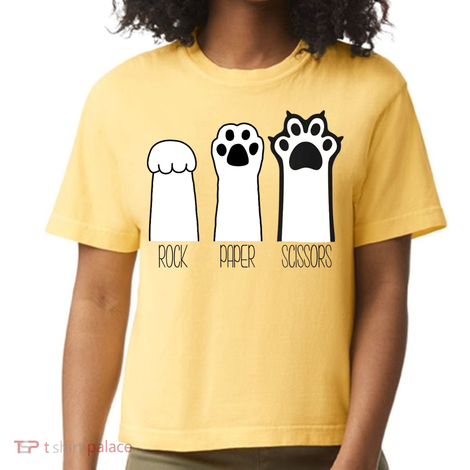 Funny Cat Rock Paper Scissors Cat Paws Cat Lover Comfort Colors Boxy T-Shirt