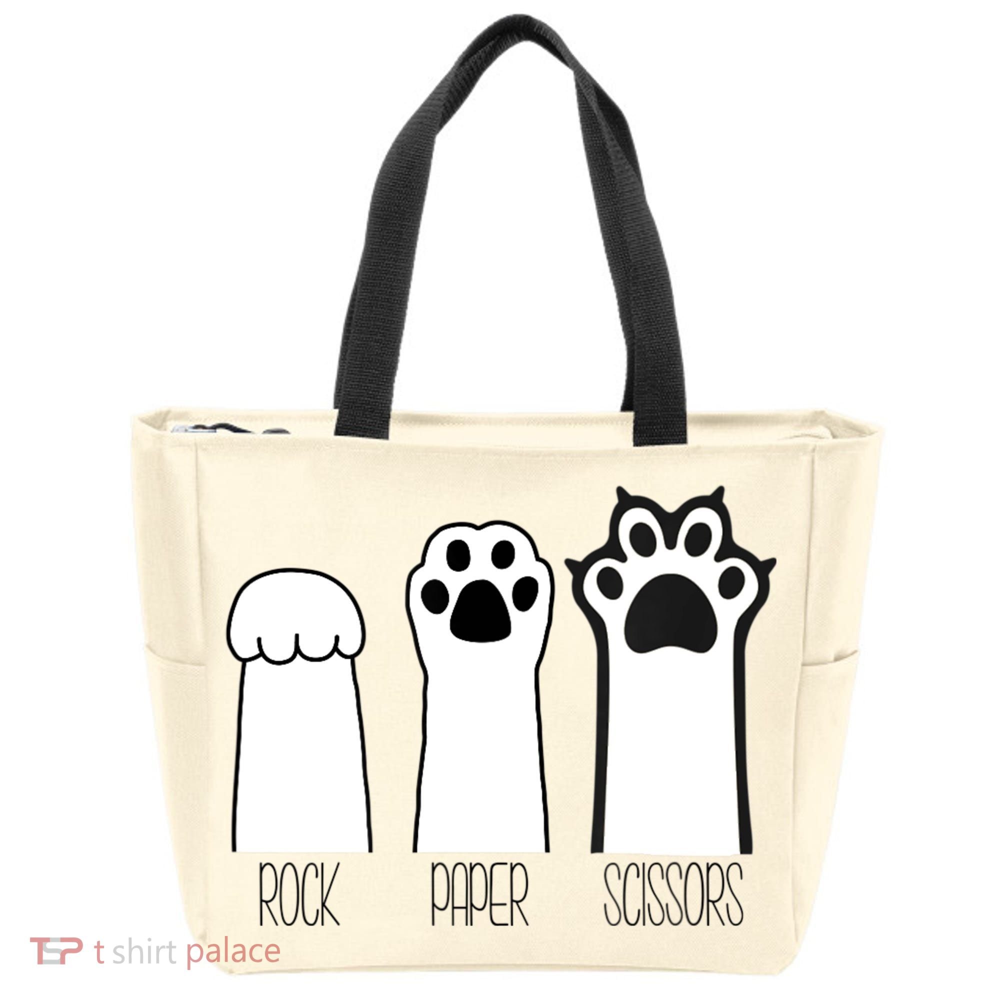 Funny Cat Rock Paper Scissors Cat Paws Cat Lover Tote Bag