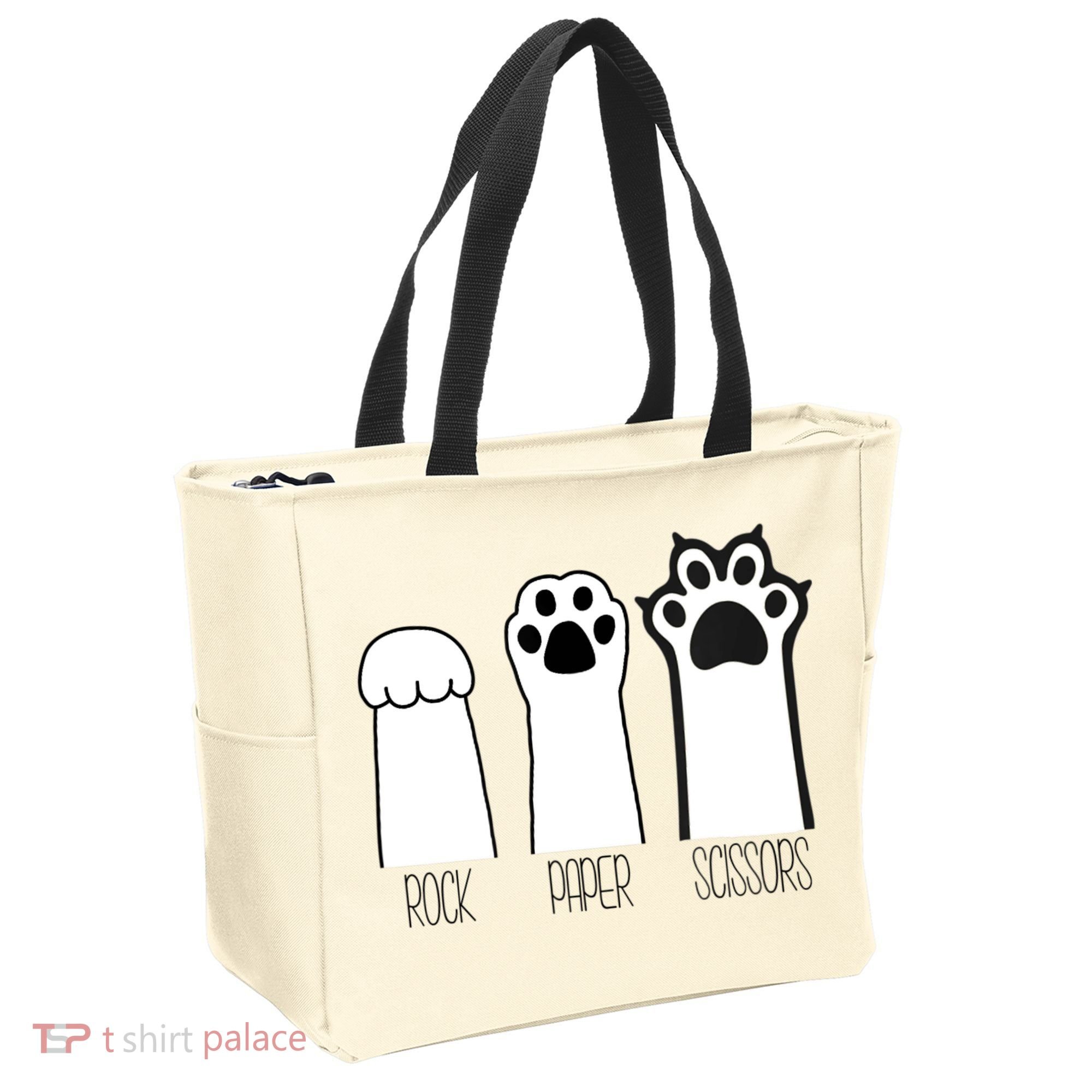 Funny Cat Rock Paper Scissors Cat Paws Cat Lover Tote Bag
