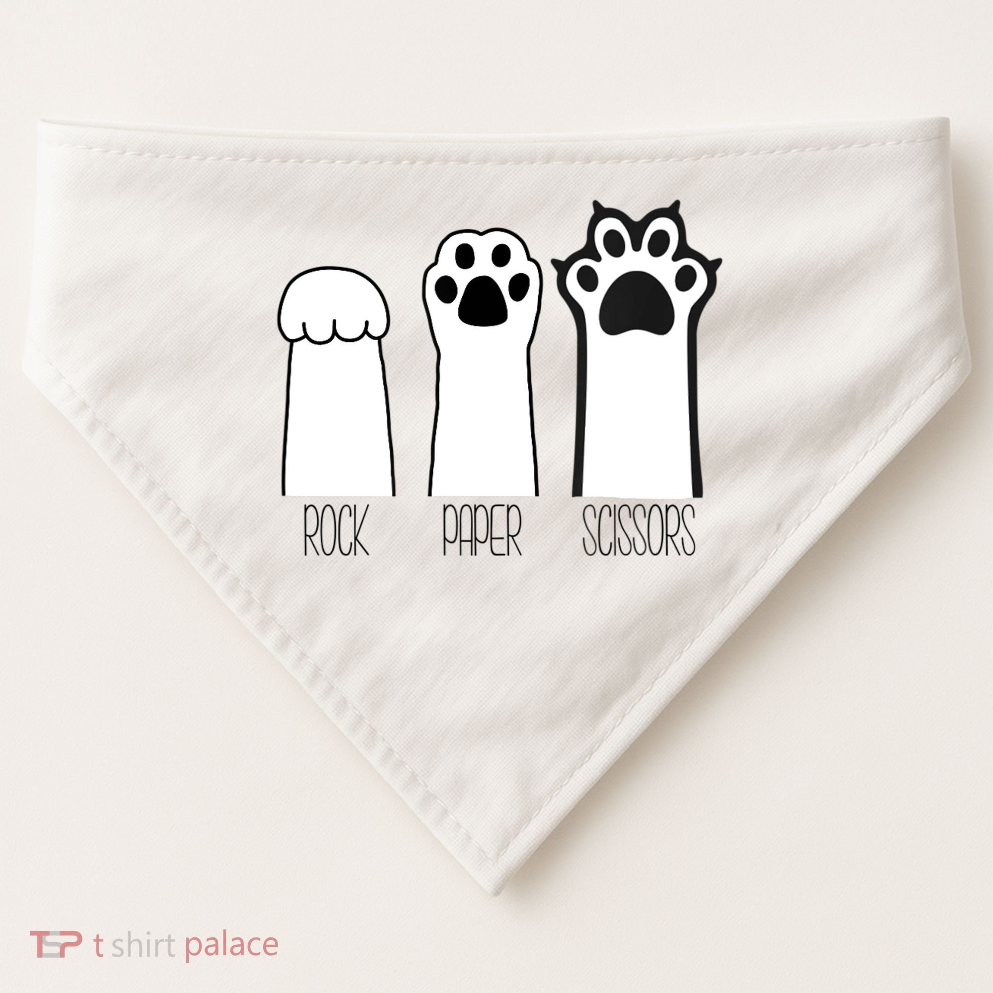 Funny Cat Rock Paper Scissors Cat Paws Cat Lover USA-Made Doggie Bandana