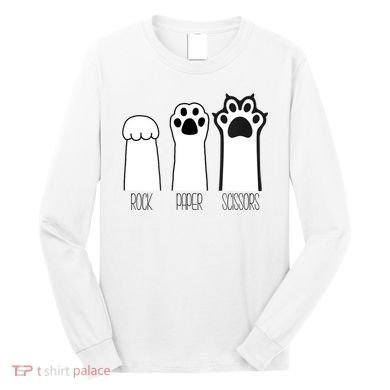 Funny Cat Rock Paper Scissors Cat Paws Cat Lover Long Sleeve Shirt