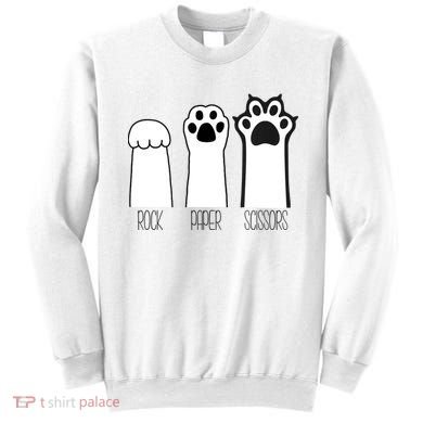 Funny Cat Rock Paper Scissors Cat Paws Cat Lover Sweatshirt
