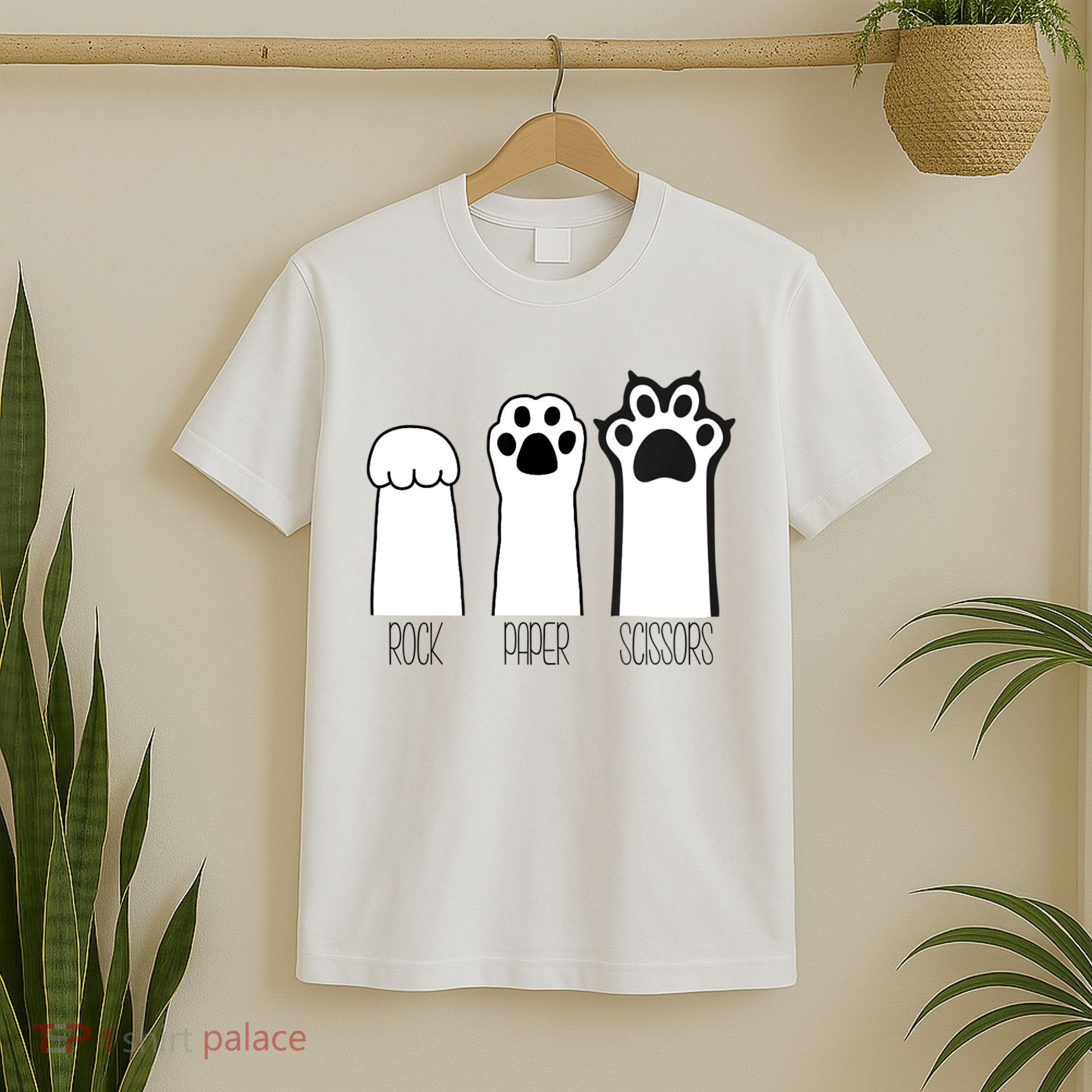 Funny Cat Rock Paper Scissors Cat Paws Cat Lover T-Shirt