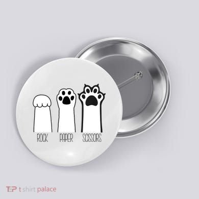 Funny Cat Rock Paper Scissors Cat Paws Cat Lover Button