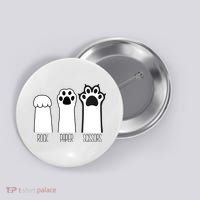 Funny Cat Rock Paper Scissors Cat Paws Cat Lover Button thumb 0