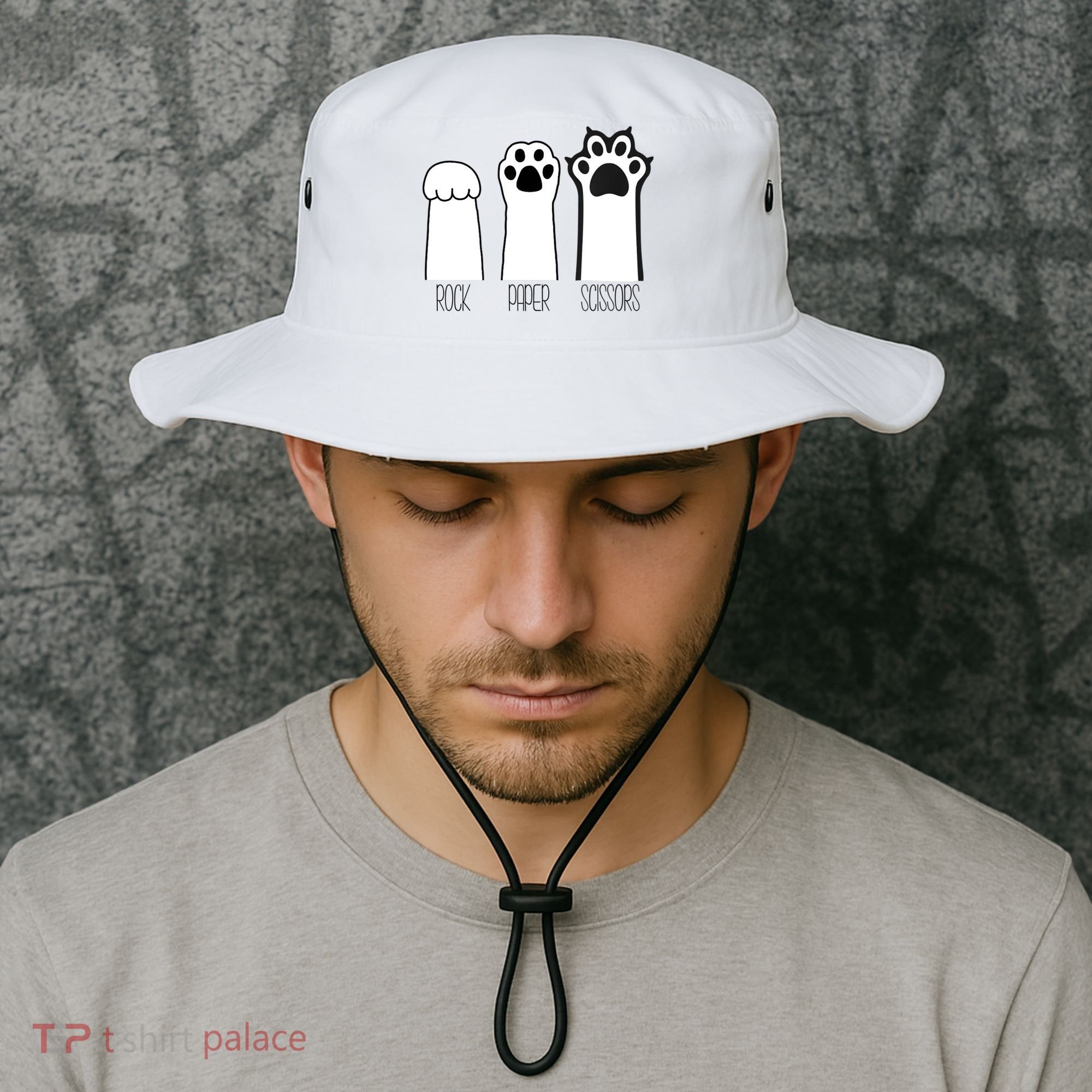Funny Cat Rock Paper Scissors Cat Paws Cat Lover Bucket Hat
