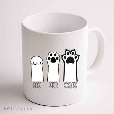 Funny Cat Rock Paper Scissors Cat Paws Cat Lover Coffee Mug back