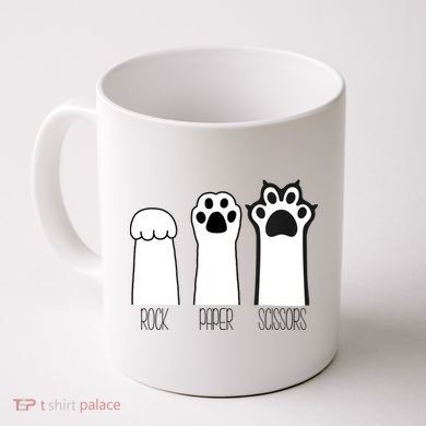 Funny Cat Rock Paper Scissors Cat Paws Cat Lover Coffee Mug