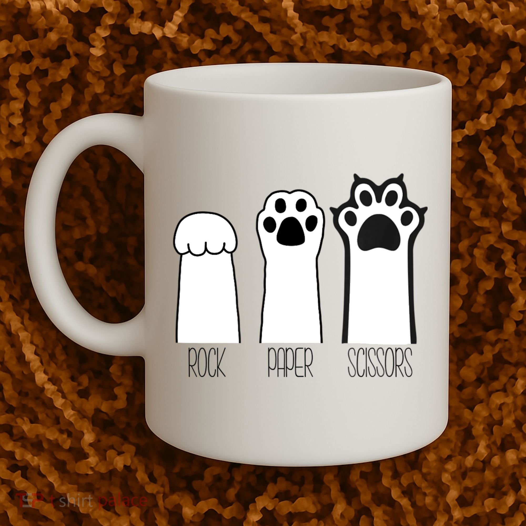 Funny Cat Rock Paper Scissors Cat Paws Cat Lover Coffee Mug