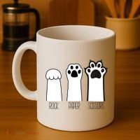 Funny Cat Rock Paper Scissors Cat Paws Cat Lover Coffee Mug thumb 4