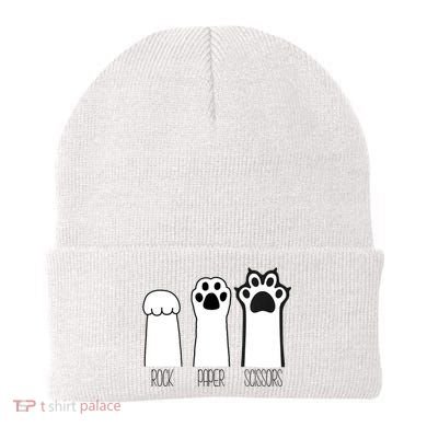 Funny Cat Rock Paper Scissors Cat Paws Cat Lover Beanie
