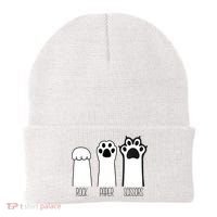 Funny Cat Rock Paper Scissors Cat Paws Cat Lover Beanie thumb 0