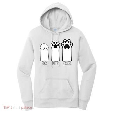 Funny Cat Rock Paper Scissors Cat Paws Cat Lover Women's Hoodie