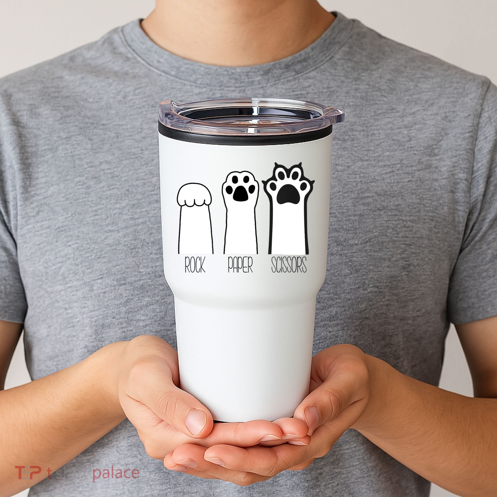 Funny Cat Rock Paper Scissors Cat Paws Cat Lover Tumbler