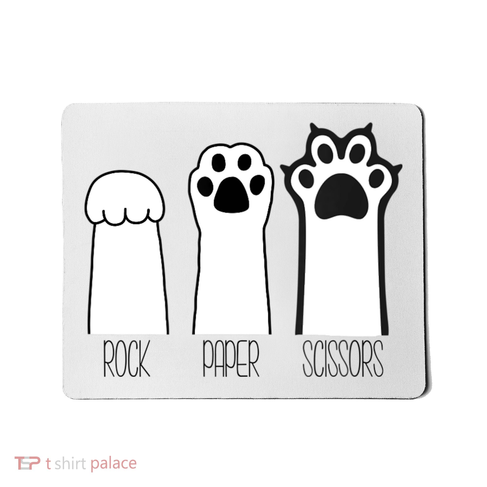 Funny Cat Rock Paper Scissors Cat Paws Cat Lover Mousepad