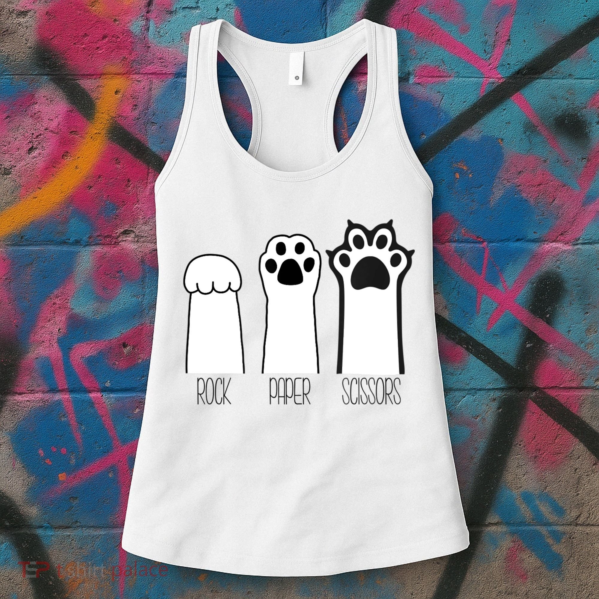 Funny Cat Rock Paper Scissors Cat Paws Cat Lover Women's Tank Top