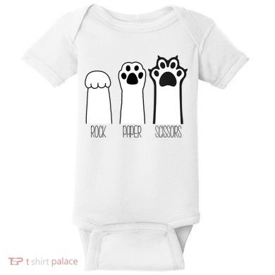 Funny Cat Rock Paper Scissors Cat Paws Cat Lover Baby Bodysuit