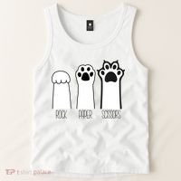 Funny Cat Rock Paper Scissors Cat Paws Cat Lover Tank Top thumb 2
