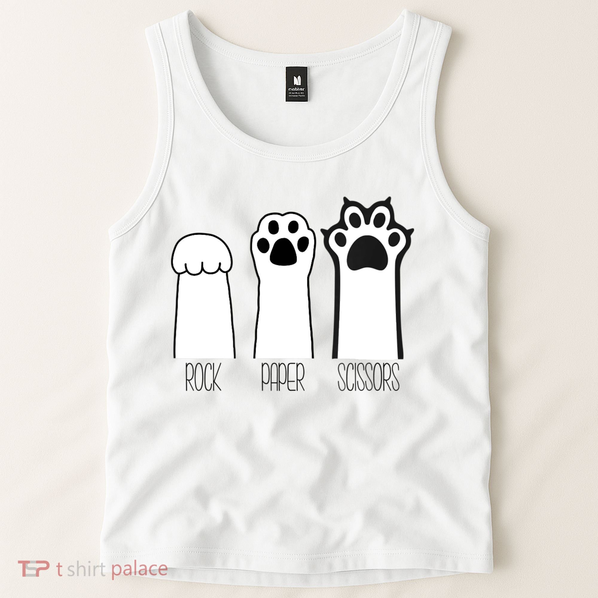 Funny Cat Rock Paper Scissors Cat Paws Cat Lover Tank Top