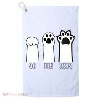 Funny Cat Rock Paper Scissors Cat Paws Cat Lover Golf Towel thumb 0